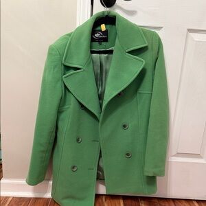 Green Double-Breasted Pea Coat